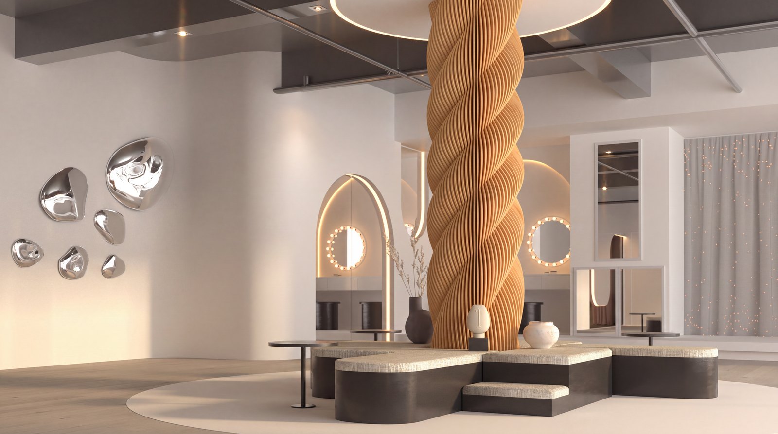 Parametric pillar in an atrium