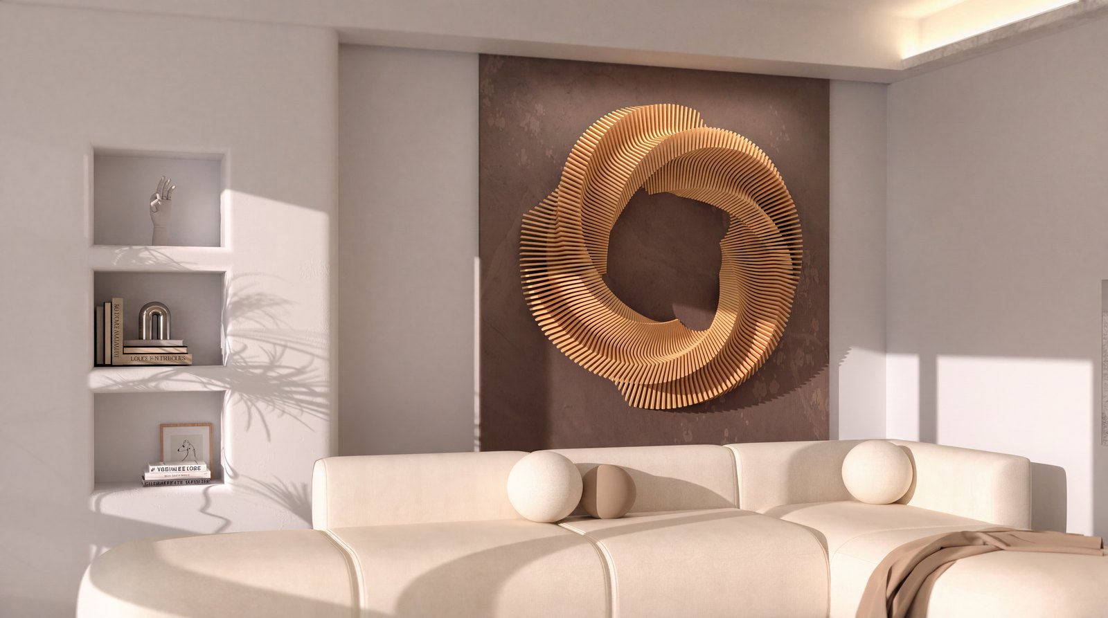 Parametric decor above a sofa